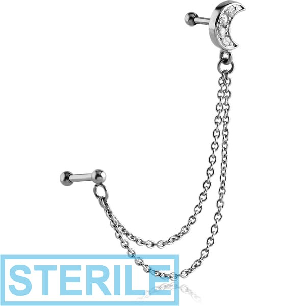STERILE SURGICAL STEEL CARTILAGE CHAIN EARRINGS