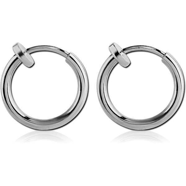 STERILE RHODIUM PLATED SPRING HOOP EARRINGS