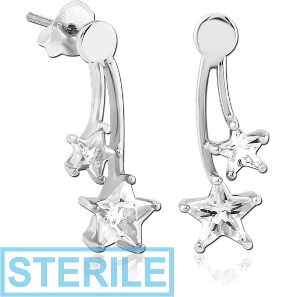 STERILE STERLING SILVER 925 FALLING STAR EARRINGS PAIR