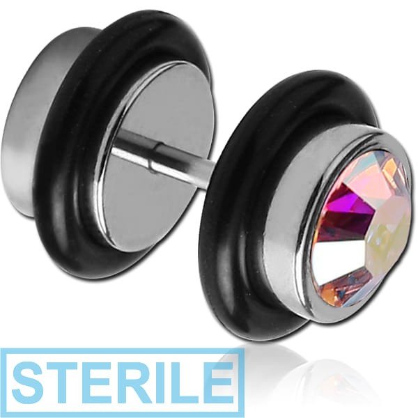 STERILE SURGICAL STEEL JEWELLED FAKE PLUG