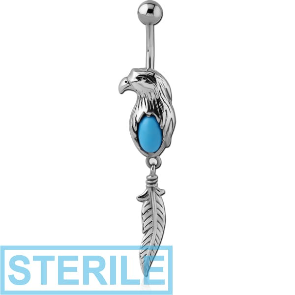 STERILE SURGICAL STEEL EAGLE JEWELLED NAVEL BANANA