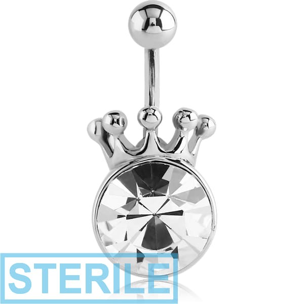 STERILE SURGICAL STEEL HIGH END CRYSTAL JEWELLED NAVEL BANANA