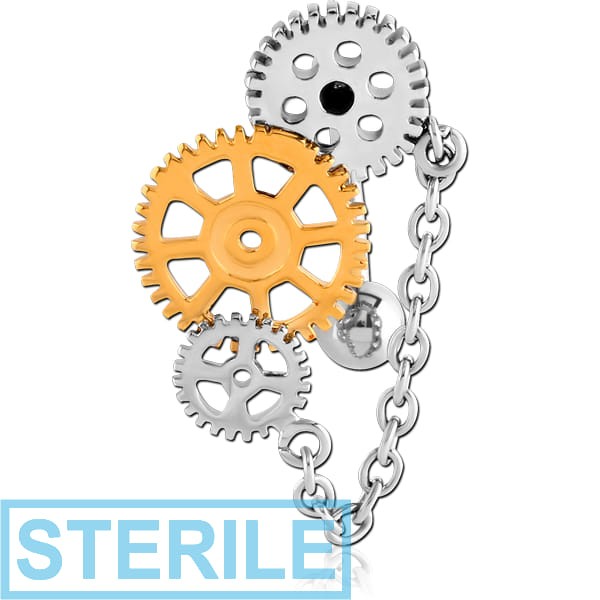 STERILE SURGICAL STEEL STEAMPUNK NAVEL BANANA WITH GOLD PVD PART