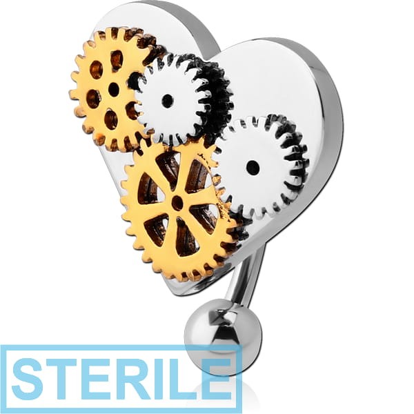 STERILE SURGICAL STEEL STEAMPUNK NAVEL BANANA WITH GOLD PVD PART