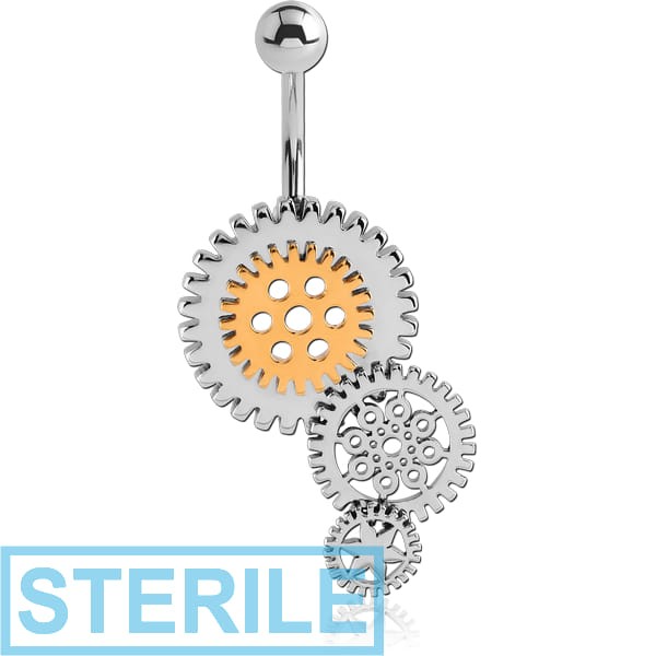 STERILE SURGICAL STEEL STEAMPUNK NAVEL BANANA WITH GOLD PVD PART