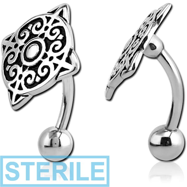 STERILE SURGICAL STEEL NAVEL BANANA - FILIGREE