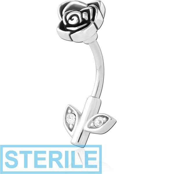 STERILE SURGICAL STEEL JEWELLED NAVEL BANANA - FLOWER