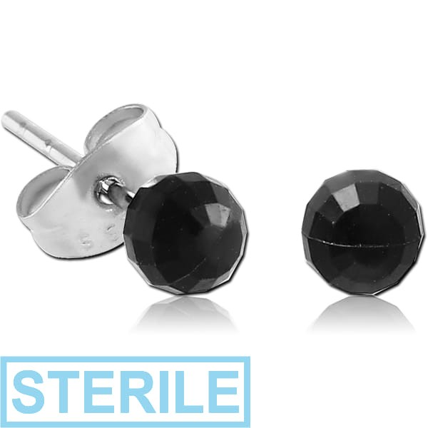 STERILE UV ACRYLIC FACETED BALL EAR STUDS PAIR