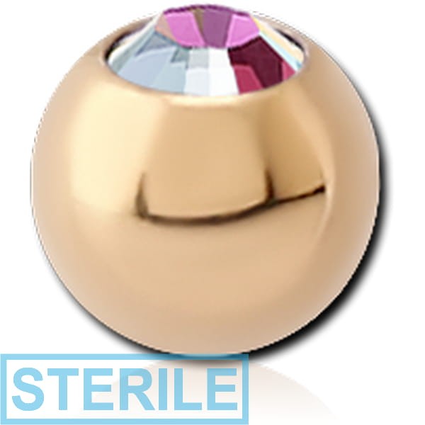 STERILE GOLD PVD 18K COATED SURGICAL STEEL PREMIUM CRYSTAL JEWELLED MICRO BALL