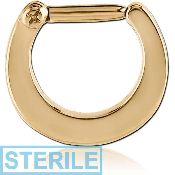 STERILE GOLD PVD 18K COATED SURGICAL STEEL HINGED SEPTUM CLICKER