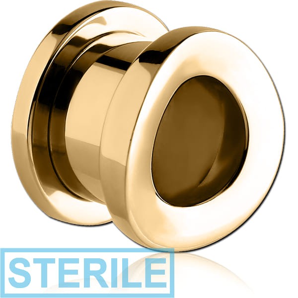 STERILE GOLD PVD 18K COATED STAINLESS STEEL THREADED TUNNEL - CONVEX