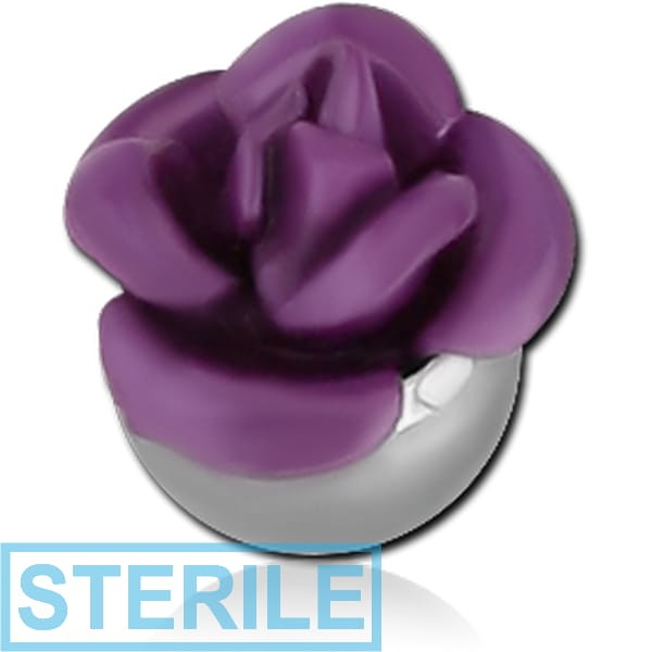 STERILE SURGICAL STEEL BALL WITH GLASS COATED FLOWER