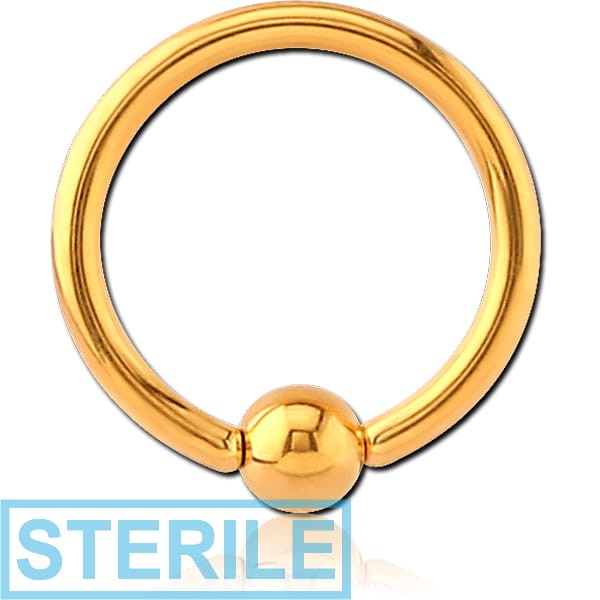 STERILE GOLD PVD COATED SURGICAL STEEL ANNEALED BALL CLOSURE RING