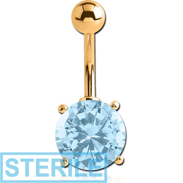 STERILE GOLD PVD COATED BRASS JEWELLED NAVEL BANANA