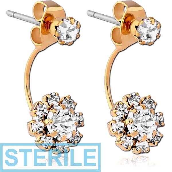 STERILE GOLD PVD COATED SURGICAL STEEL EARRINGS PAIR