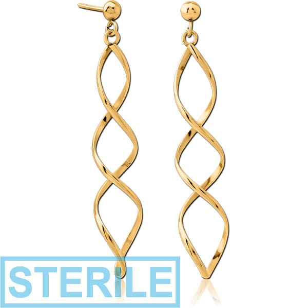 STERILE GOLD PVD COATED BRASS EARRINGS PAIR