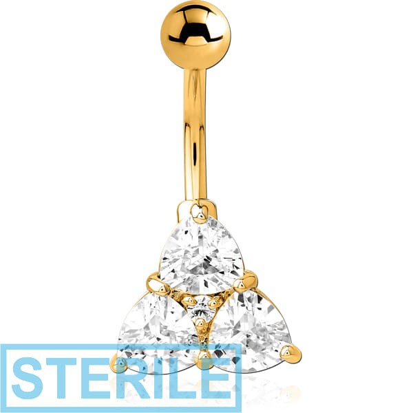 STERILE GOLD PVD COATED BRASS JEWELLED NAVEL BANANA