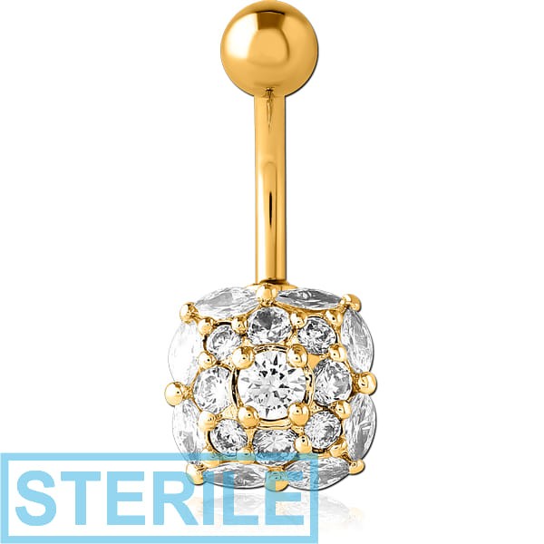 STERILE GOLD PVD COATED BRASS JEWELLED NAVEL BANANA