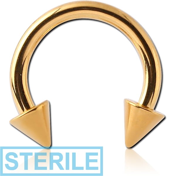 STERILE GOLD PVD COATED SURGICAL STEEL CIRCULAR BARBELL WITH CONES