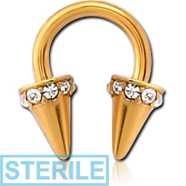 STERILE GOLD PVD COATED SURGICAL STEEL JEWELLED CIRCULAR SEPTUM RING