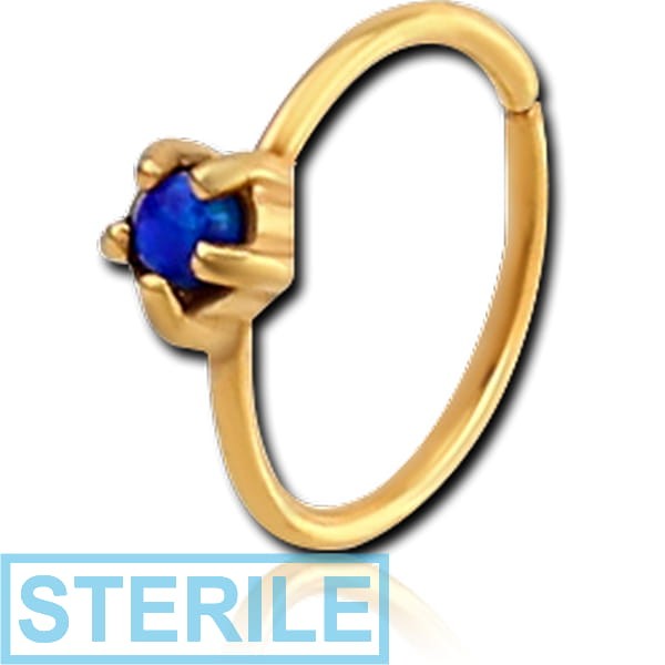 STERILE GOLD PVD COATED SURGICAL STEEL SYNTHETIC OPAL SEAMLESS RING