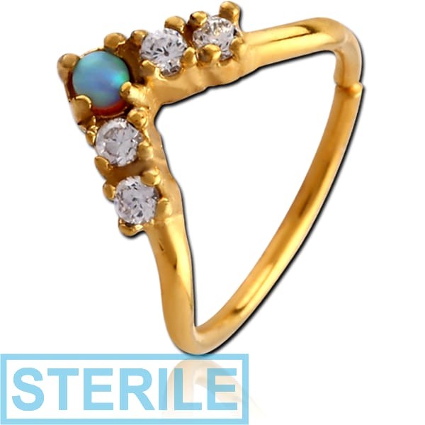 STERILE GOLD PVD COATED SURGICAL STEEL SYNTHETIC OPAL SEAMLESS RING