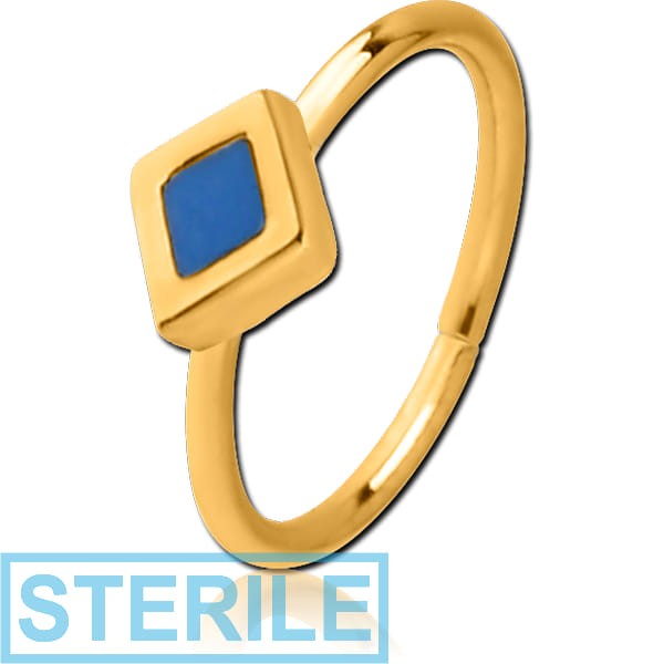STERILE GOLD PVD COATED SURGICAL STEEL SEAMLESS RING WITH ENAMEL - RHOMBUS