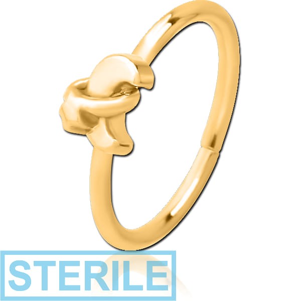 STERILE GOLD PVD COATED SURGICAL STEEL SEAMLESS RING - ANNULAR ECLIPSE AND STAR