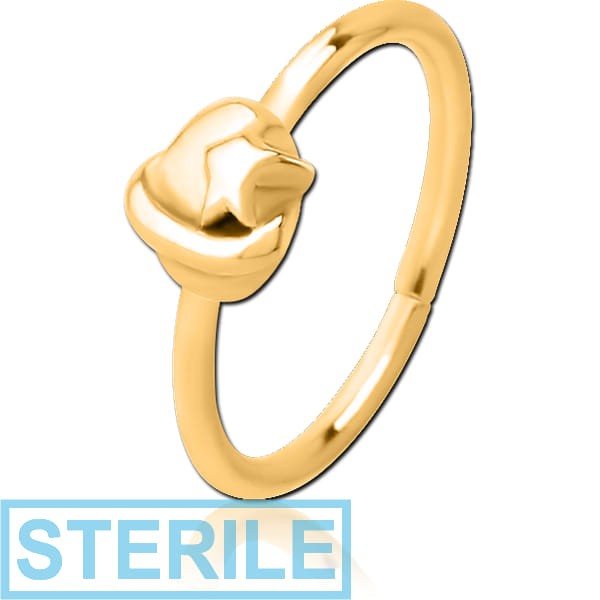 STERILE GOLD PVD COATED SURGICAL STEEL SEAMLESS RING - EYE STAR