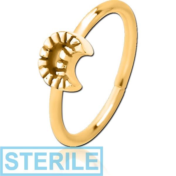STERILE GOLD PVD COATED SURGICAL STEEL SEAMLESS RING - CRESCENT