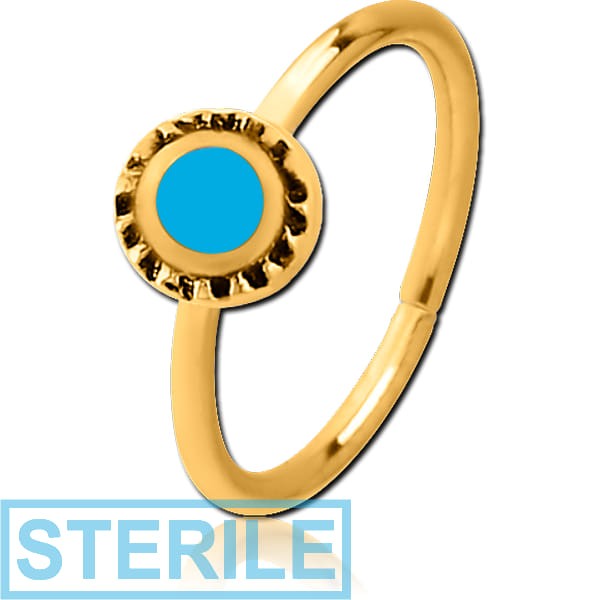 STERILE GOLD PVD COATED SURGICAL STEEL SEAMLESS RING WITH ENAMEL - CIRCLE