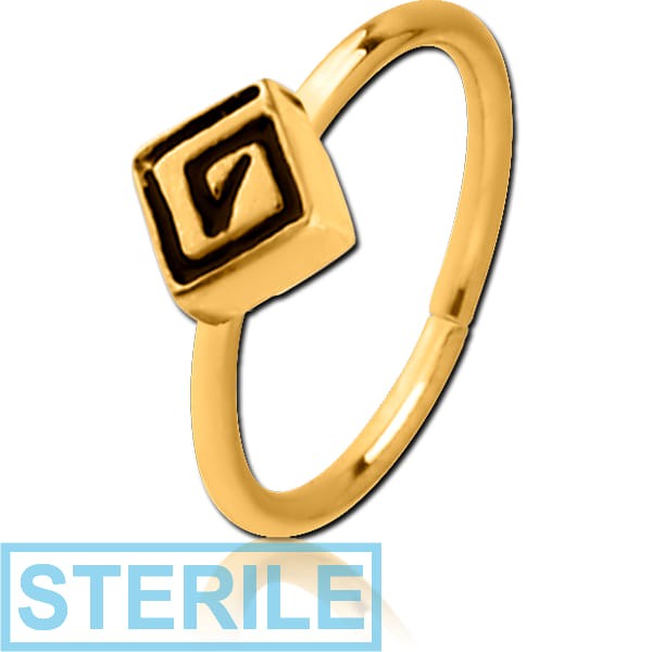 STERILE GOLD PVD COATED SURGICAL STEEL SEAMLESS RING - RHOMBUS