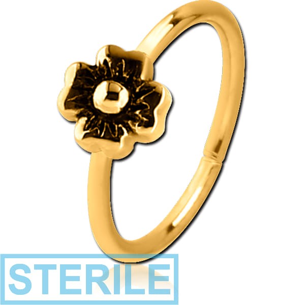 STERILE GOLD PVD COATED SURGICAL STEEL SEAMLESS RING - FLOWER