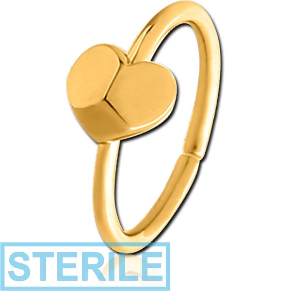 STERILE GOLD PVD COATED SURGICAL STEEL SEAMLESS RING - 3D HEART