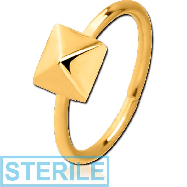 STERILE GOLD PVD COATED SURGICAL STEEL SEAMLESS RING - PYRAMID