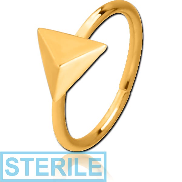 STERILE GOLD PVD COATED SURGICAL STEEL SEAMLESS RING - 3D TRIANGLE