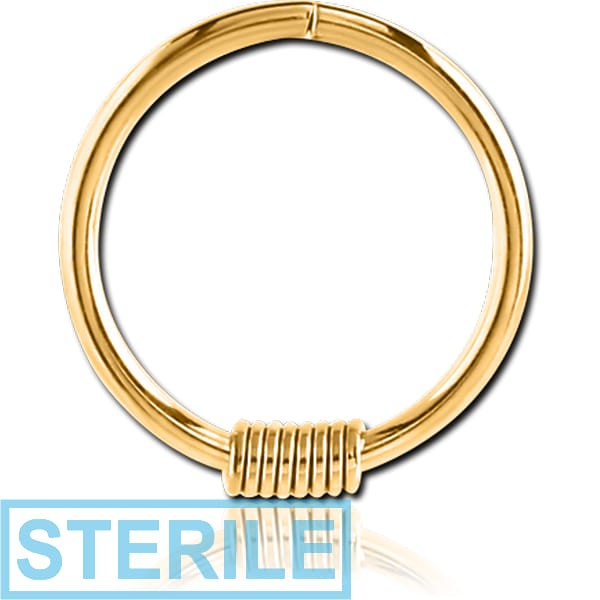 STERILE GOLD PVD COATED SURGICAL STEEL SEAMLESS RING - BARB WIRE