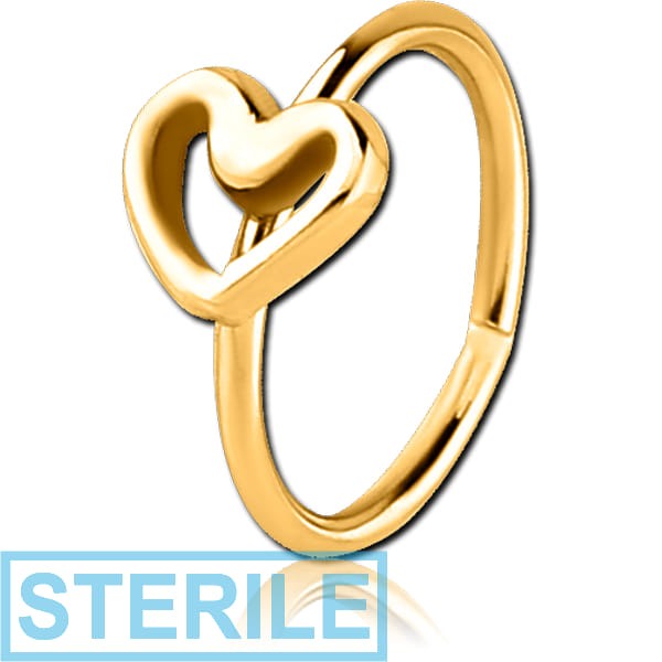 STERILE GOLD PVD COATED SURGICAL STEEL SEAMLESS RING - HEART