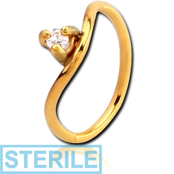 STERILE GOLD PVD COATED SURGICAL STEEL JEWELLED SEAMLESS RING