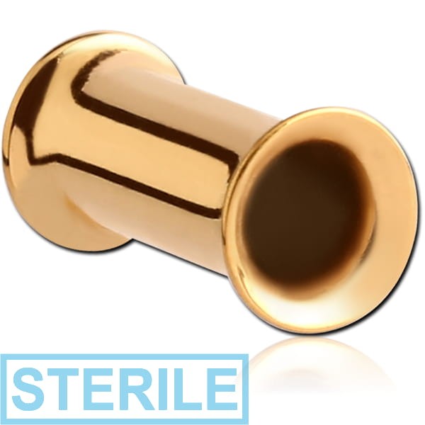 STERILE GOLD PVD COATED STAINLESS STEEL DOUBLE FLARED TUNNEL