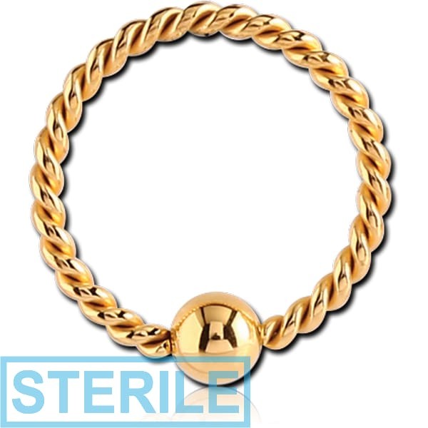 STERILE GOLD PVD COATED SURGICAL STEEL FIXED BEAD RING