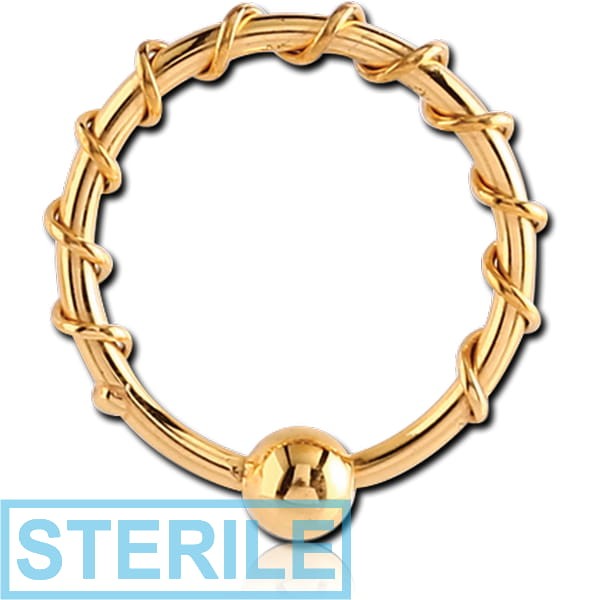 STERILE GOLD PVD COATED SURGICAL STEEL FIXED BEAD RING