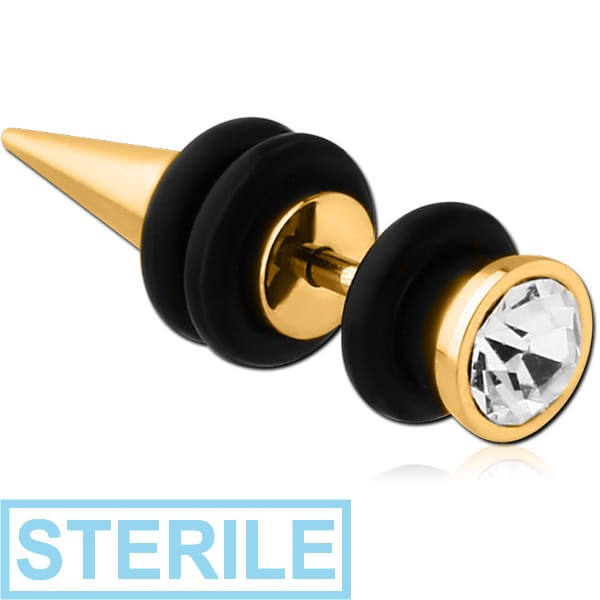 STERILE GOLD PVD COATED SURGICAL STEEL JEWELLED FAKE EXPANDER