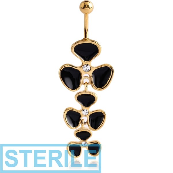 STERILE GOLD PVD COATED SURGICAL STEEL JEWELLED NAVEL BANANA