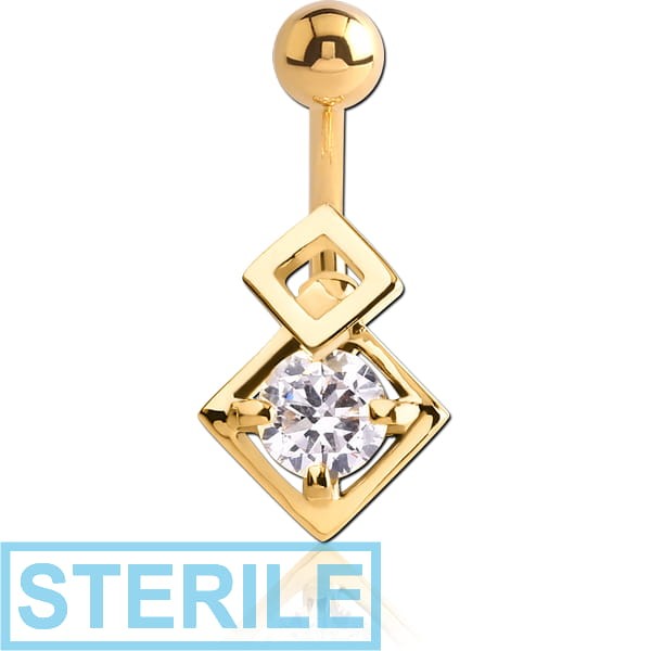 STERILE GOLD PVD COATED SURGICAL STEEL JEWELLED BANANA