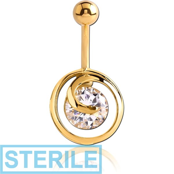 STERILE GOLD PVD COATED SURGICAL STEEL JEWELLED BANANA
