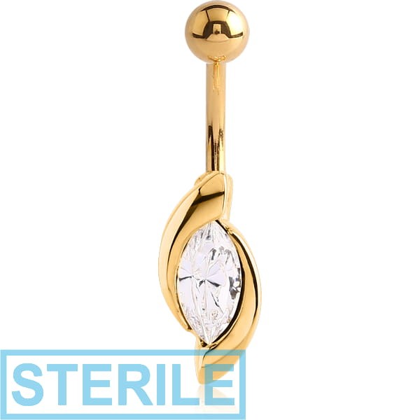 STERILE GOLD PVD COATED SURGICAL STEEL JEWELLED BANANA