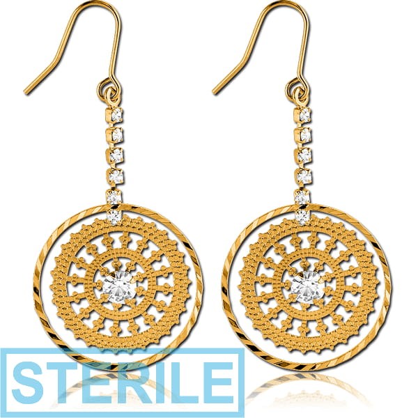 STERILE GOLD PLATED BRASS FASHION EARRINGS PAIR