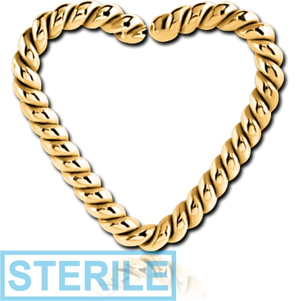 STERILE GOLD PVD COATED SURGICAL STEEL OPEN HEART SEAMLESS RING