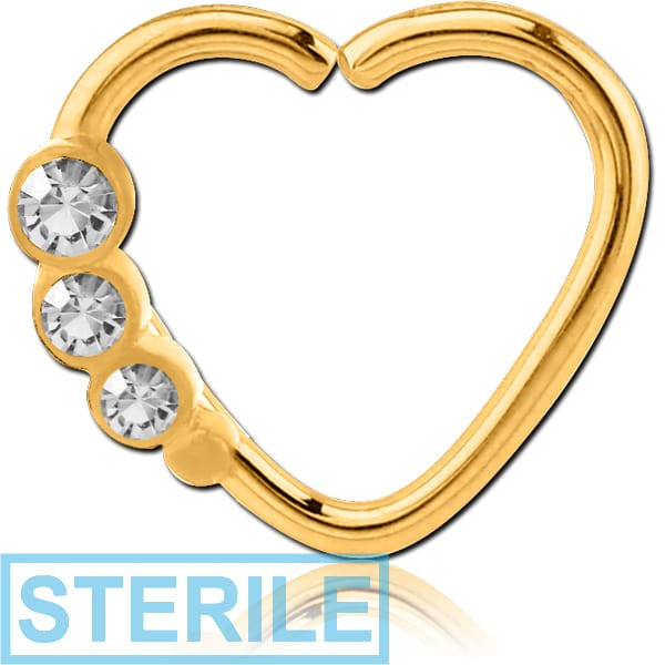 STERILE GOLD PVD COATED SURGICAL STEEL OPEN HEART SEAMLESS RING